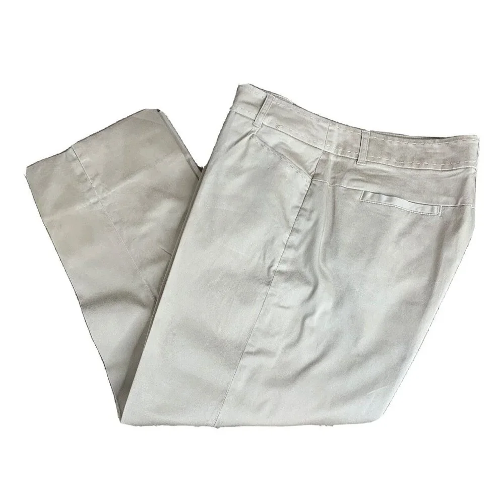 Claudia EV Cropped Pants Womens 12 Bown Solid Zip Square Button Close Stitching - Picture 1 of 9